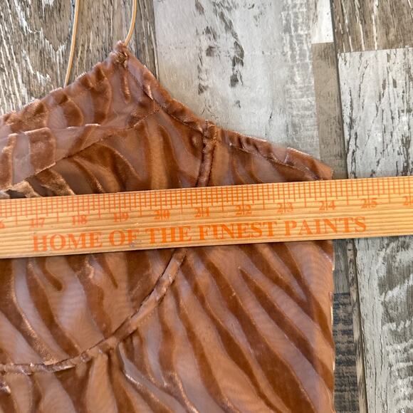 Pretty Little Thing Mocha Burnout Zebra Devore Cup Wide Leg Jumpsuit Sz 22 NEW - Picture 13 of 15